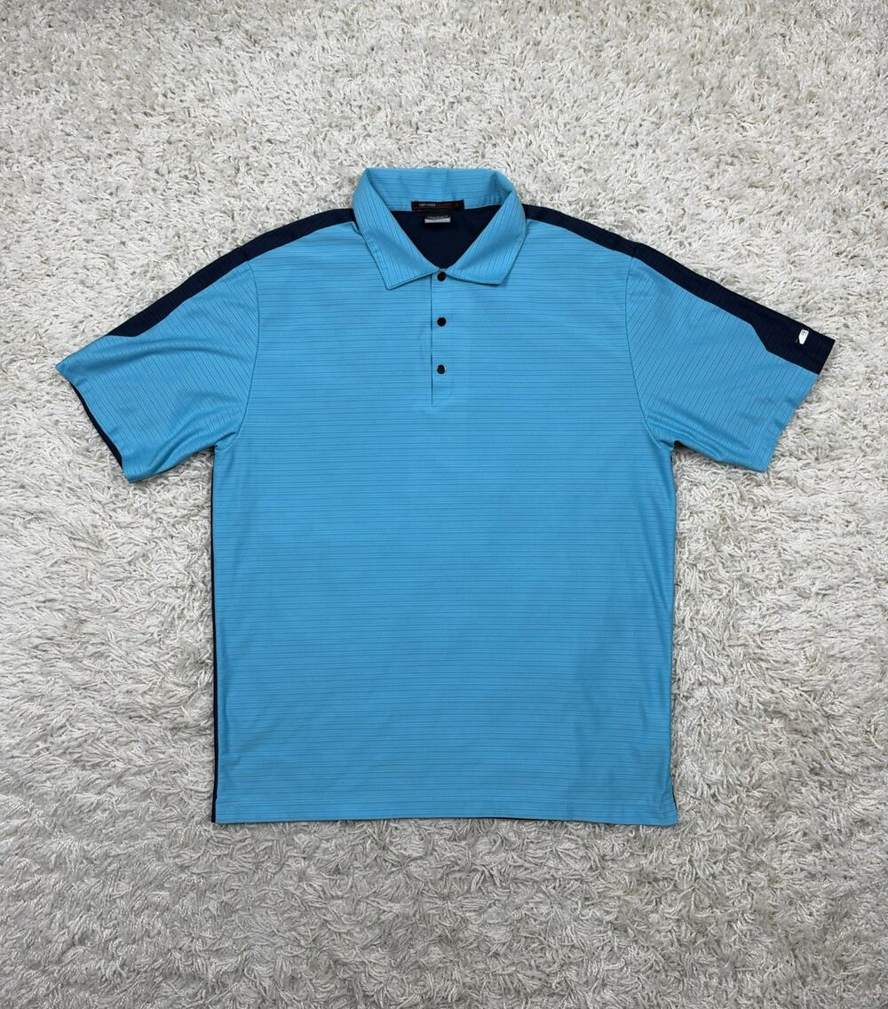 Nike Tiger Woods Collection Polo Shirt Mens Large Blue Navy Dri-Fit Golf Sample
